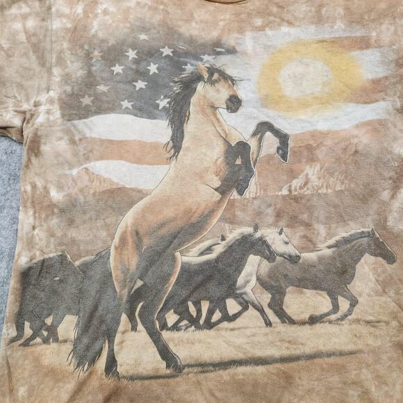 The Mountain Horses T Shirt Mens Large Tie Dye Wild West American Flag Graphic - Picture 4 of 9
